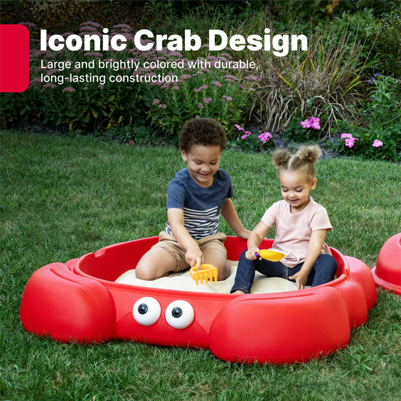 Step2 Crabbie Sandbox Plastic Toddler Outdoor Sand Box with Cover
